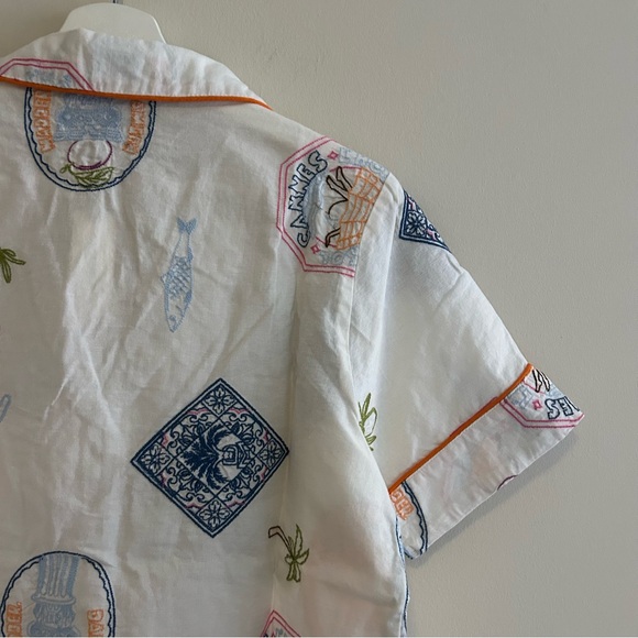 Damson Madder Chlo Linen Blend Short Sleeve Button Down Shirt 8 Anthropologie - Picture 13 of 15